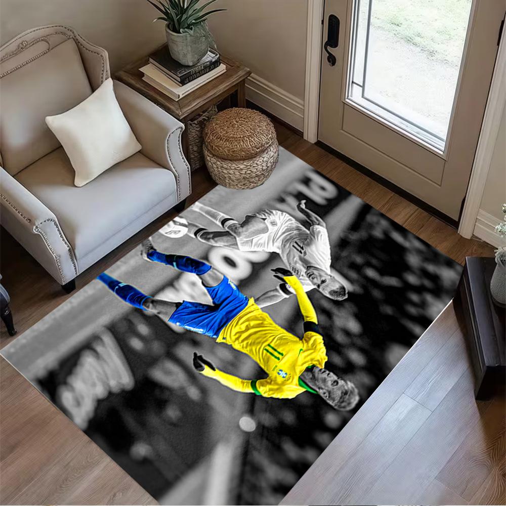 Brazilian Football Legend Floor Rug Office Rug Design for Study room Dormitory Outdoor Balcony Antislip Carpet Anime Office Decor Gift for Festivals