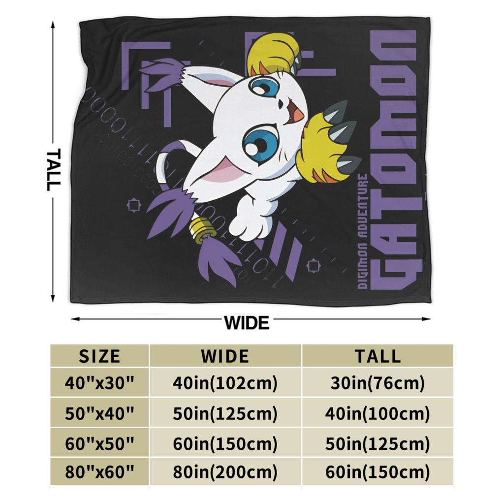 digimon adventure gatomon Flannel Blankets  Warm Soft Bedding Throws for Living Room Picnic Fluffy Bedspread Sofa Bed Cover