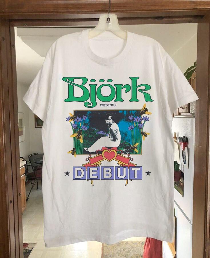 

Bjork Presents Debut Concert Tour Adult Shirt White Short Sleeve Tee UB072 2XL