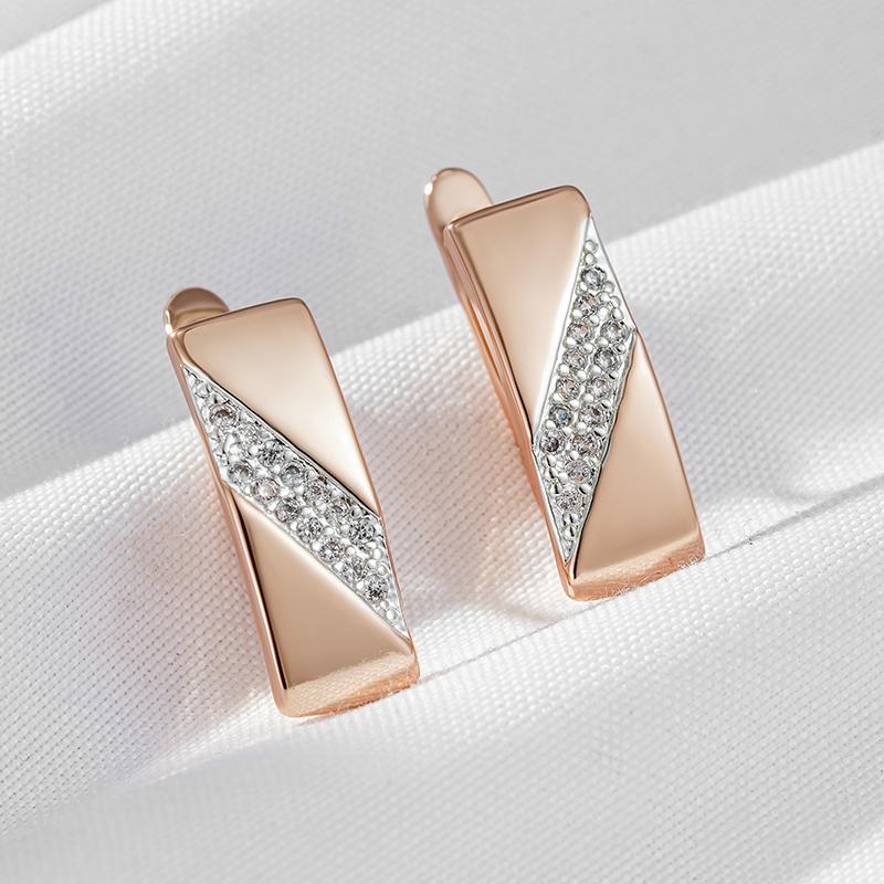 Fashion Square Wide Earrings For Women  Rose Gold  Color Mix Natural Zircon English Earrings Ethnic Bride Jewelry