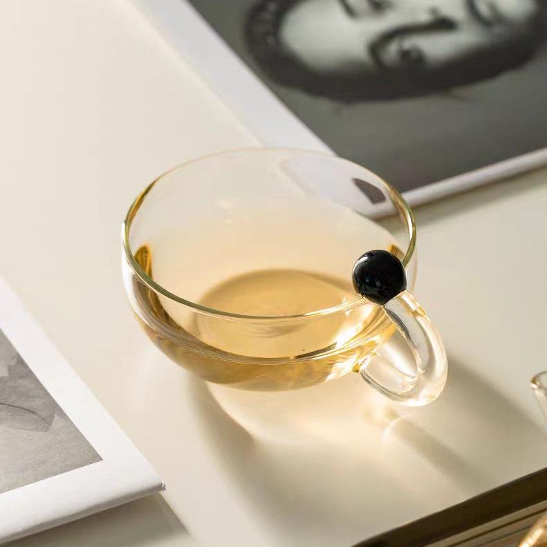 Chinese Fortune Mouse Teapot: Thick Glass Mouse-Tail Pot with Filter and Separator for Brewing Tea