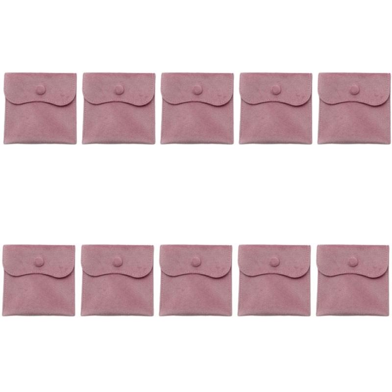 Soft Velvety Jewelry Storage Pouches, 10 Separate Snap-Button Bags for Sorting, Travel Carrying, and Gift Presentation