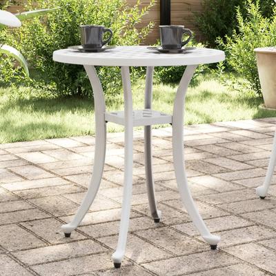 Vidaxl Garden Table, White, Ø48X53 Cm, Cast Aluminium