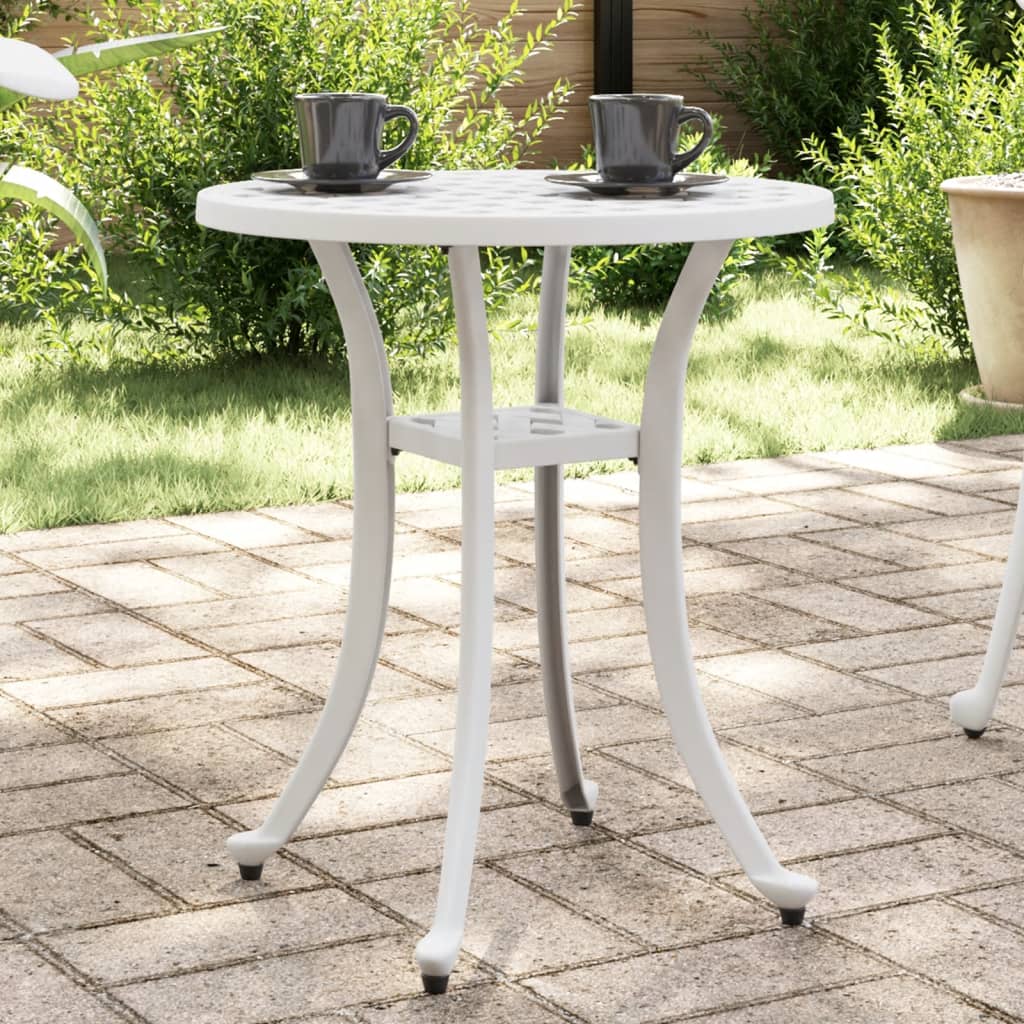 Vidaxl Garden Table, White, Ø48X53 Cm, Cast Aluminium