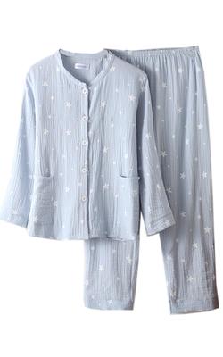 Yume Pajamas Double Gauze Pajamas Kids Roomwear Children Long Sleeve Cotton Marshmallow Cotton Nightwear Brothers Sisters Matching Fully Open