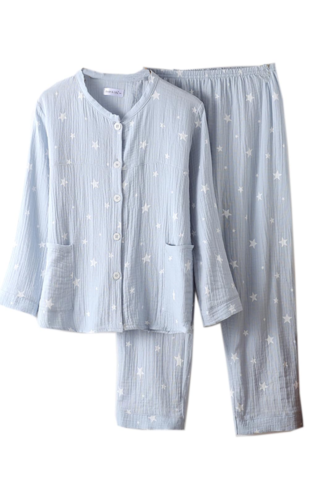 

Пижама Yume из двойной марли Детская домашняя одежда Детская пижама с длинным рукавом Хлопковая пижама из зефирного хлопка Ночная одежда для братьев и сестер Парная Полностью расстегивающаяся