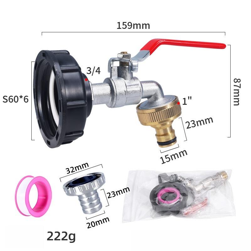 Durable IBC Tank Tap Adapter S60*6 Coarse Thread to 1/2'' 3/4'' Connector Replacement Valve Garden Home Valve Fitting Faucet