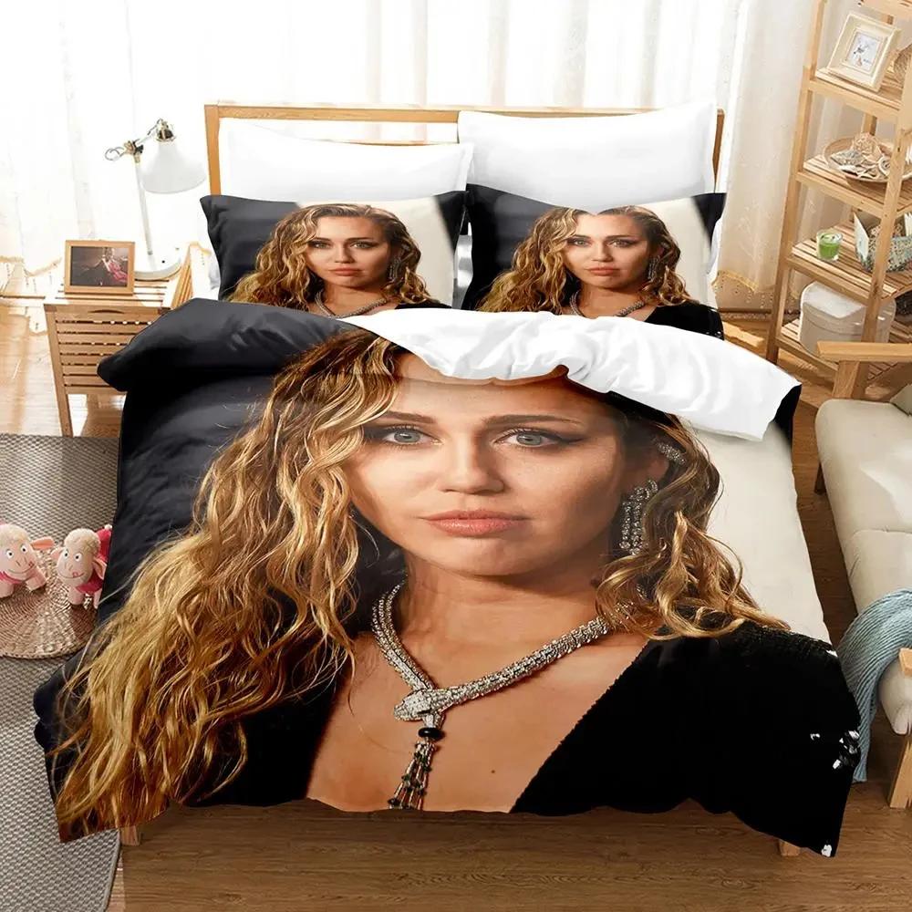 Miley Cyrus Boys Single Double Queen King Size Bed Cover Anime Sets 2024 Duvet Cover Bed Set Quilt Cover Pillowcase