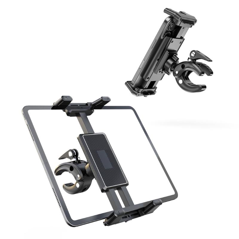 Universeller Fahrrad-Tablet-Handyhalter mit voller Rotationsmöglichkeit für 4,7-9,6 Zoll Bildschirme, verstellbarer Winkel