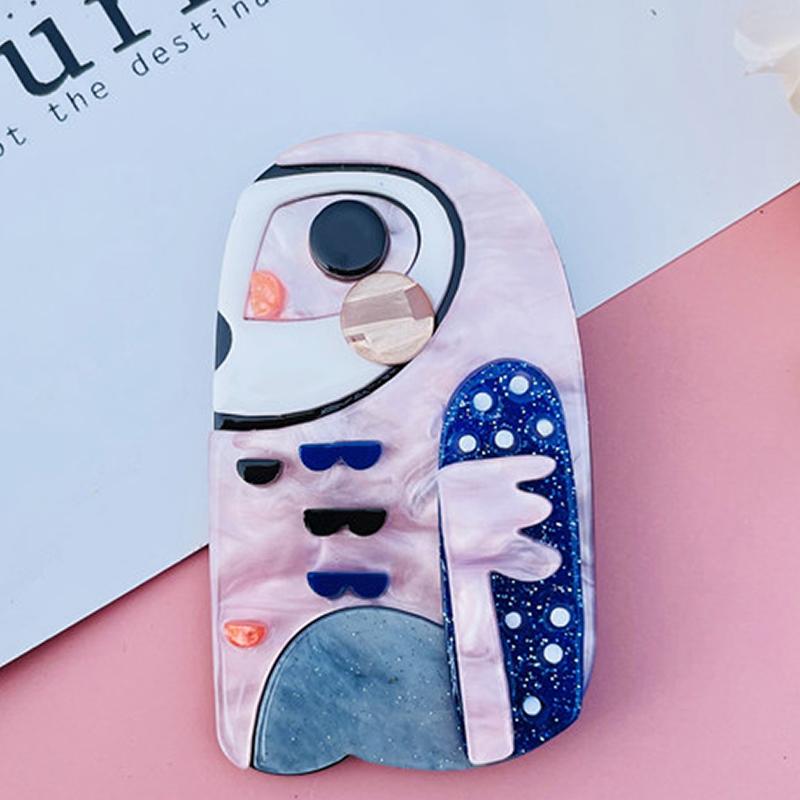 Blucome Acrylic Lovely Cartoon Long Billed Bird Brooch for Women Men Bag Suit Hijiab Pins New Year Gift