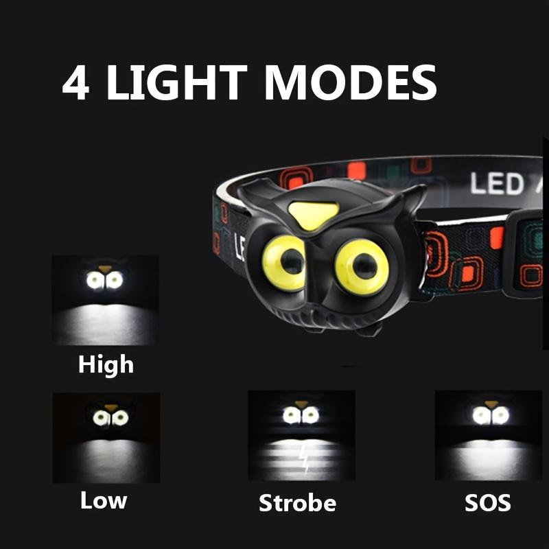 LED Owl Headlight Ultra Light and Bright Four Mode Dry Battery/rechargeable, Bright Adventure Light, Outdoor Camping, Hiking, Fishing, Emergency