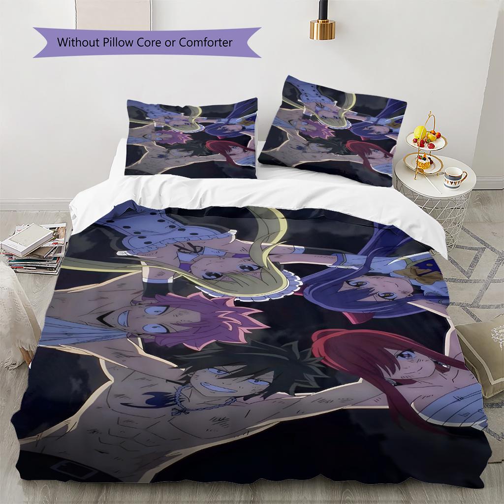 Set Copripiumino Trapuntato con Motivo Anime Federe Decorazione Casa Regalo di Compleanno (1 * copripiumino + 2 * federa, senza nucleo)