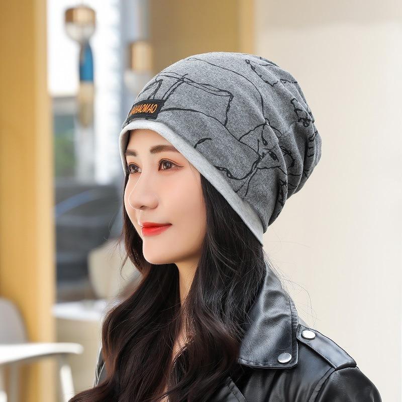 Fashionable Printed Crochet Hat Autumn Winter Warmth Comfort Women's Headscarf Postpartum Hat
