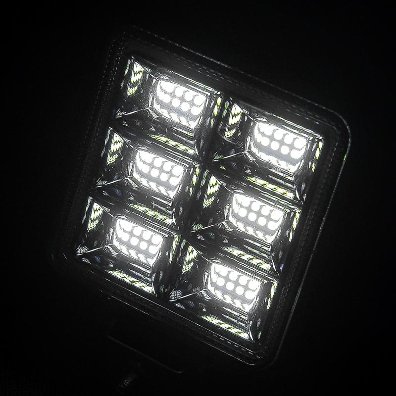 2pcs Cars Truck Off Road SUVs Vans Square 4-Inch White LED Work Light Pods Flood Spot Lamp