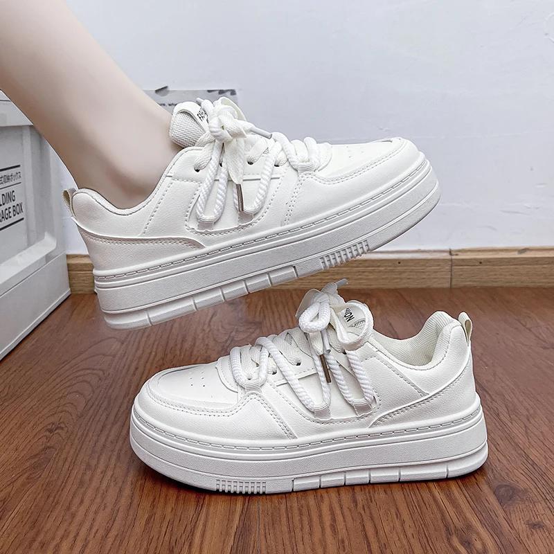 Spring and Autumn New Versatile Fashionable Mesh Non-slip Women's Shoes Comfortable Casual Sports Thick-soled Low-top Shoes
