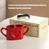 2-pack Hjärta Pussel Design Keramiska Muggar Bekvämt Handtag Kaffekopp för Par Romantiker Alla Hjärtans Dag Present