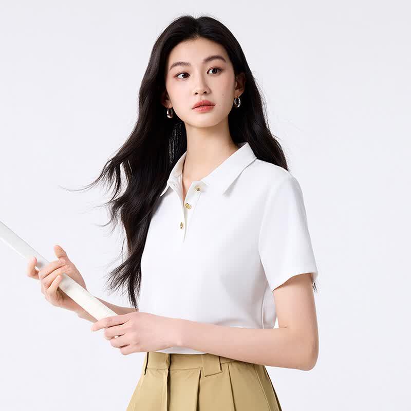 FivePlus Summer Polo Collar Short Sleeve T-shirt for Women