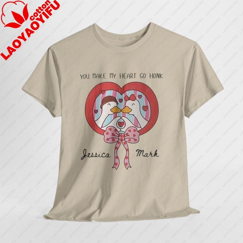 You Make My Heart Go Honk Penguin Couple TShirt Cute Valentine Tee Graphic T Shirts Oversized T Shirt Women Clothes Y2k Clothes S