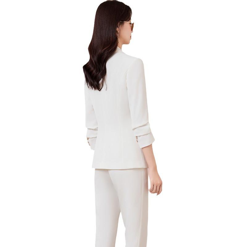 Women's White Autumn Fashion Formal Suit Set