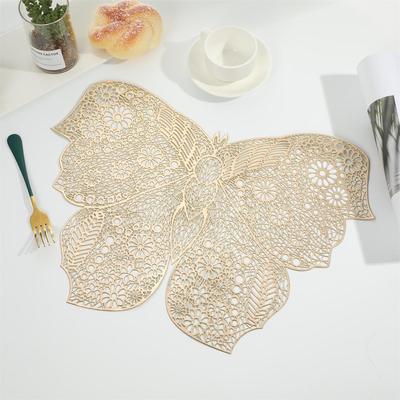 Goud Hol PVC Onregelmatige Veelhoekige Placemat: Hitte-isolatie, Antislip Tafelmat voor Bestek en Restaurantdecoratie