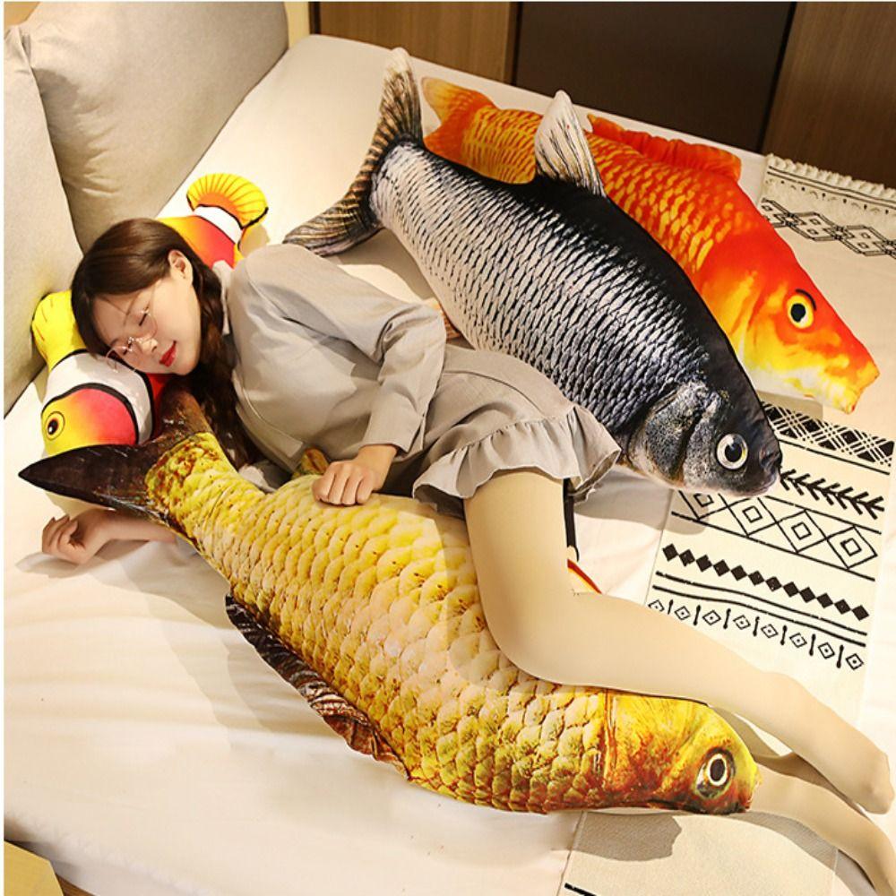 Soft Material Fish Plush Toy 3D Giant Fish Cushion Pillow Carp Plush Pillow  Home Decoration