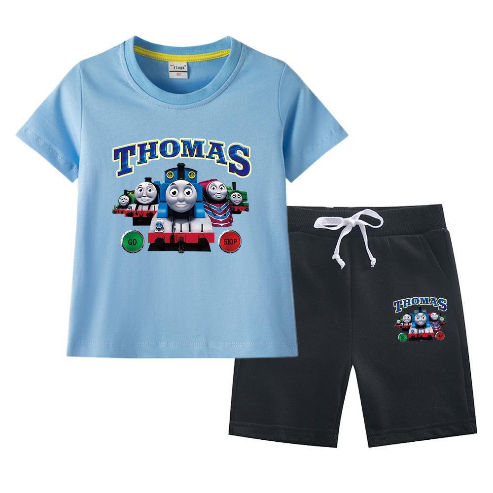 Thomas Kids Boys' 2023 Cotton Summer Set: Short Sleeve T-shirt & Capris 2-Piece
