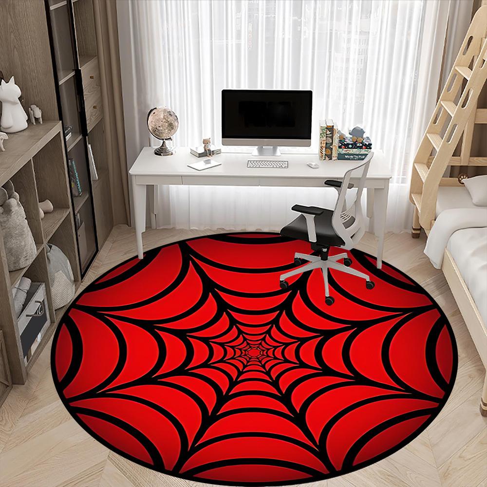 1PC Spider Web Office Round Area Rug, Mat Suitable For Office, Under Office Chairs Bedroom Living Room Home Decor, Room Deco
