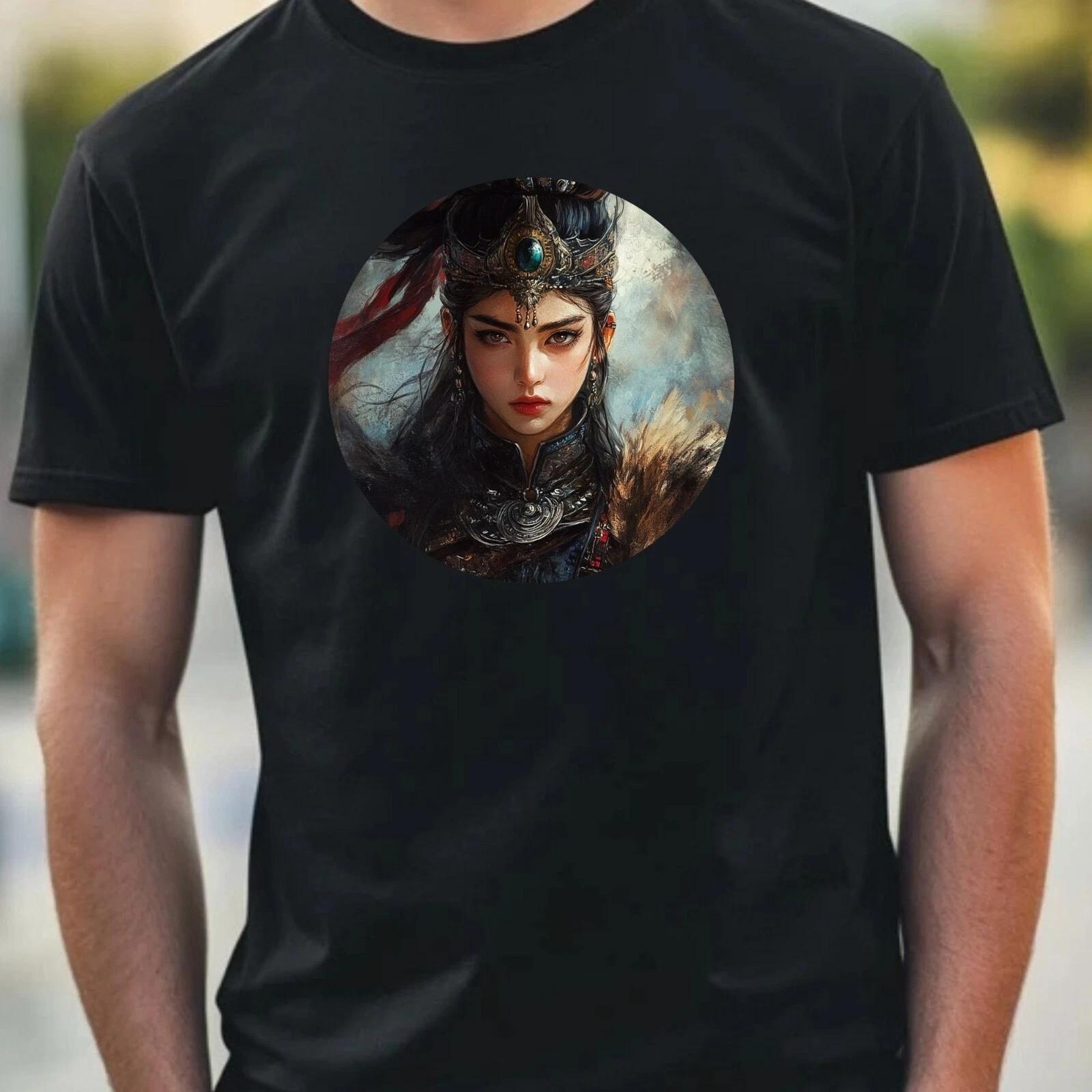 T-Shirt Herren Kriegerin Portrait Motiv Baumwolle Größe XS bis 5XL S