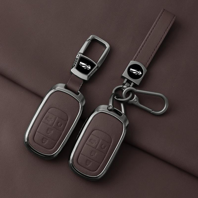 Zinc Alloy Leather Car Key Case For Honda 2022 2023 2024 Accord Civic HR-V CR-V Pilot Sport SI EX EX-L Keychain Accessories