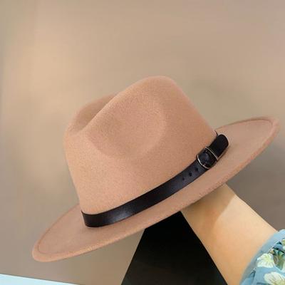 British Style Jazz Cap Breathable Wearproof Pure Color Fedora Hat for Daily Wear