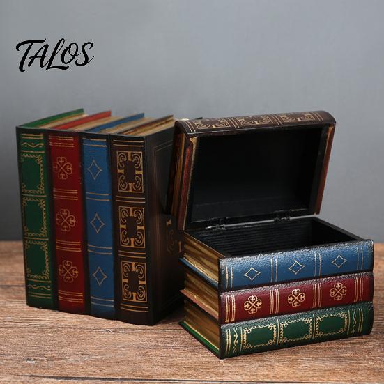 Talos Fake Book Decoration Ornaments, Flip-Top Hollow Storage Design, Vintage Style Decorative Box, for Coffee Table, Bookshelf Display