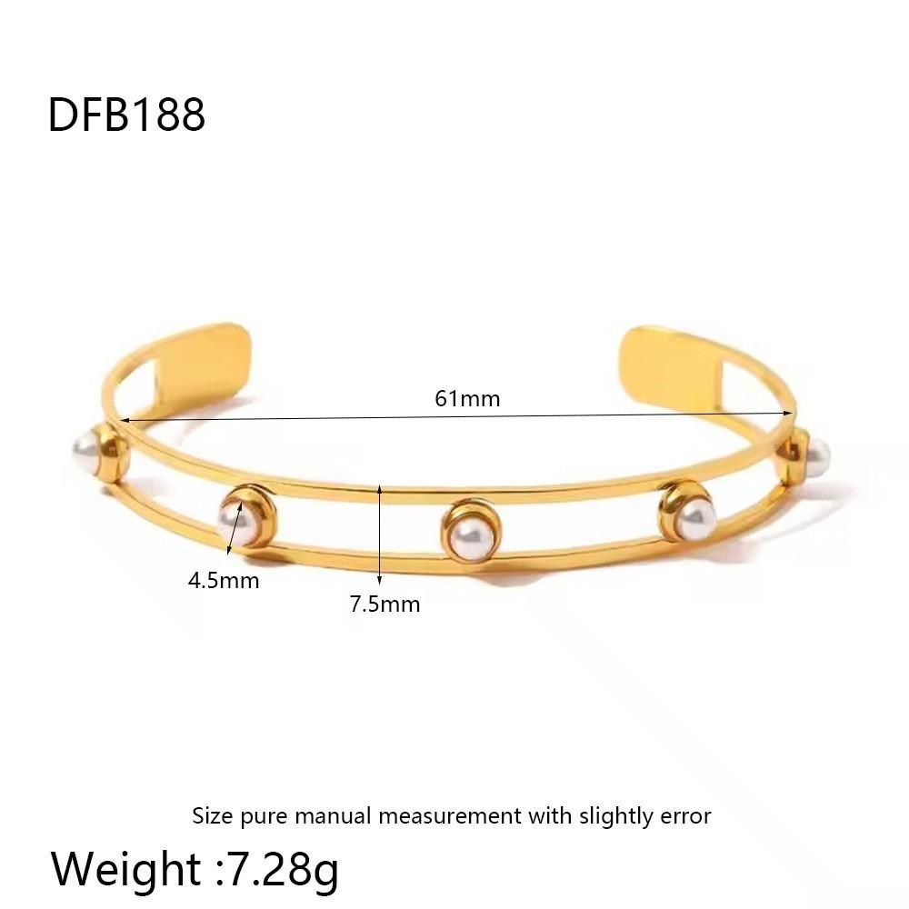 European and American ins geometric texture irregular opening bracelet women's inlaid zircon plated 18k gold stainless steel versatile jewelry