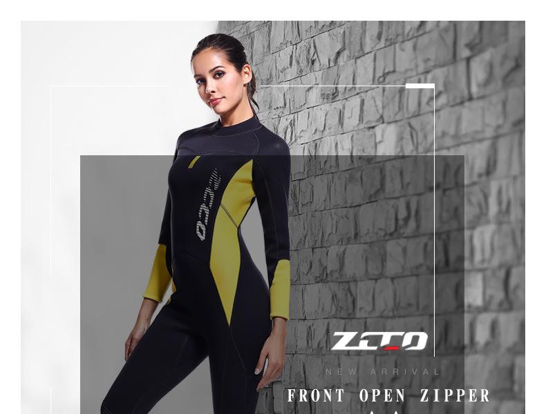 2019SCR Diving Suit Women's 3MM One-piece Snorkeling Surfing Thickened Thermal Swimsuit Long-sleeved Jellyfish