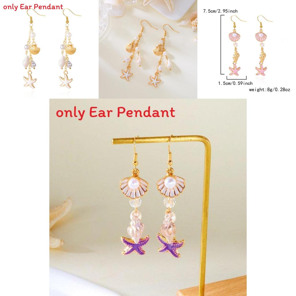 Summer Ocean Style Shell Pendant Earrings With Unique Geometric Design For Women