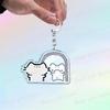 Cute Cat Cartoon Keychains for Accessories Bag Funny Meme Kawaii  Strawberry Kitten KeyChain Ring Jewelry Fans Gifts Keyrings