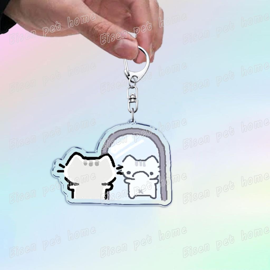 Cute Cat Cartoon Keychains for Accessories Bag Funny Meme Kawaii  Strawberry Kitten KeyChain Ring Jewelry Fans Gifts Keyrings