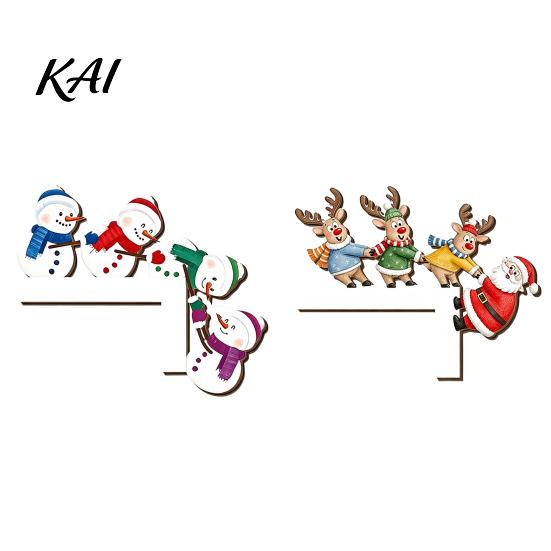 Festive Fireplace Mantel Decor Wooden Christmas Door Corner Decor, Santa Claus Reindeer/Snowman Topper Seasonal Art for Holiday Home Decoration,