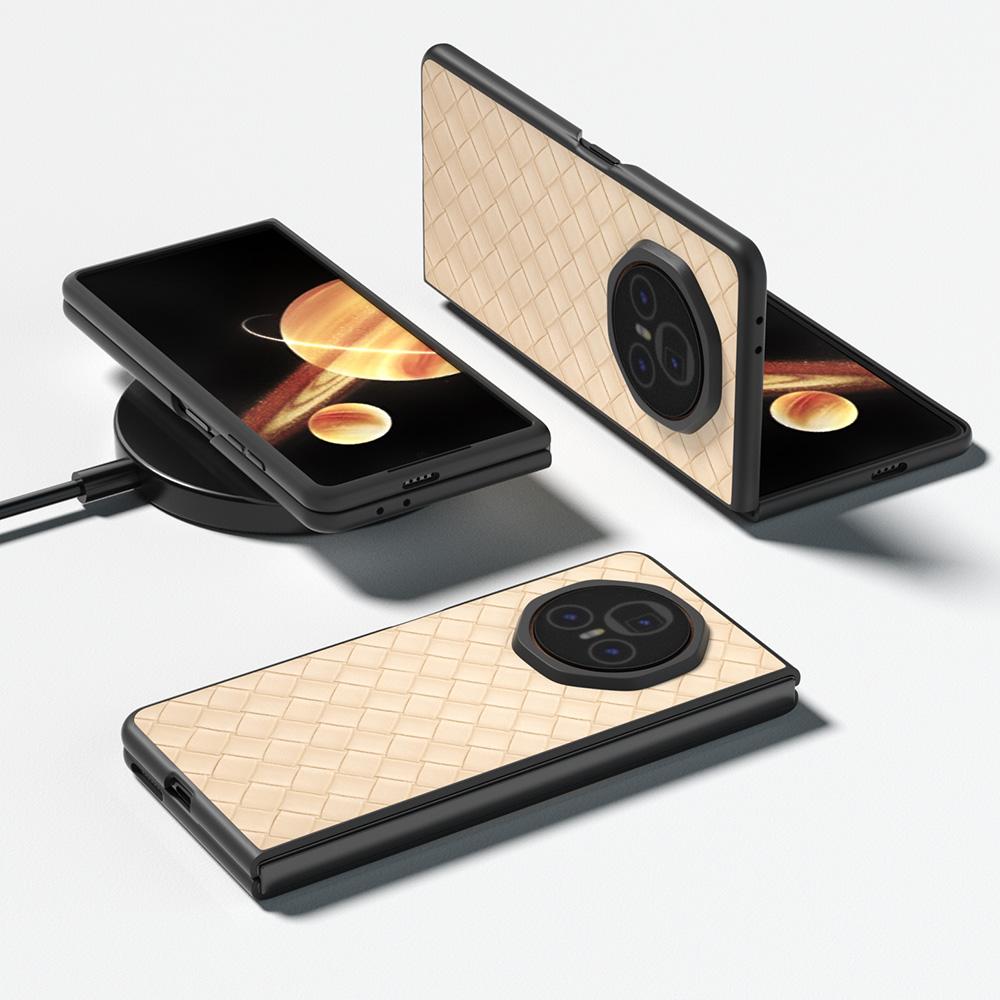 For Honor Magic V3 5G Case Woven Texture PU Leather Coated PC Mobile Phone Cover