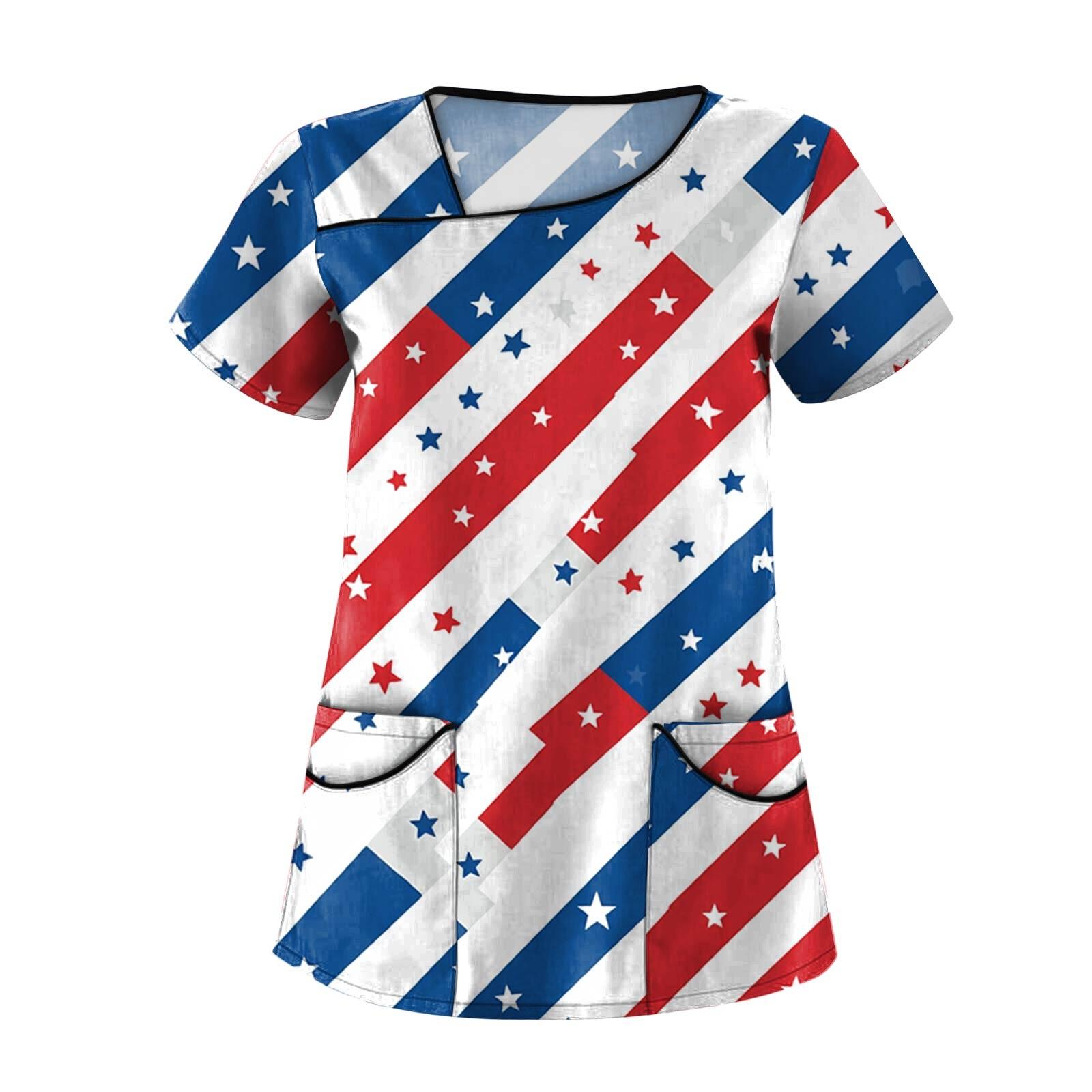 

Жіночий модний робочий одяг із короткими рукавами та подвійними кишенями L синій