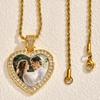 Custom Picture Necklace for Men Women,Hiphop Crystal Zircon Heart Shape Pendant Neckalce,Commemorative Jewelry Gift