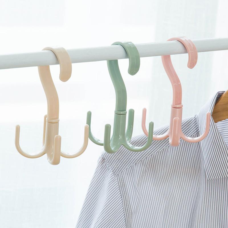 Rotatable 4-part Hook Versatile Hanger Tie Scarf Scarf Hanger Hook Home Coat Hat Storage Rack Plastic 4-part Hooks Bag Rack