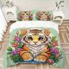 3pcs Cute Tiger Quilt Cover Set (1 Quilt Cover + 2 Pillowcases Without Pillow Core), High-Definition Printing for Home and Dormitory.L031