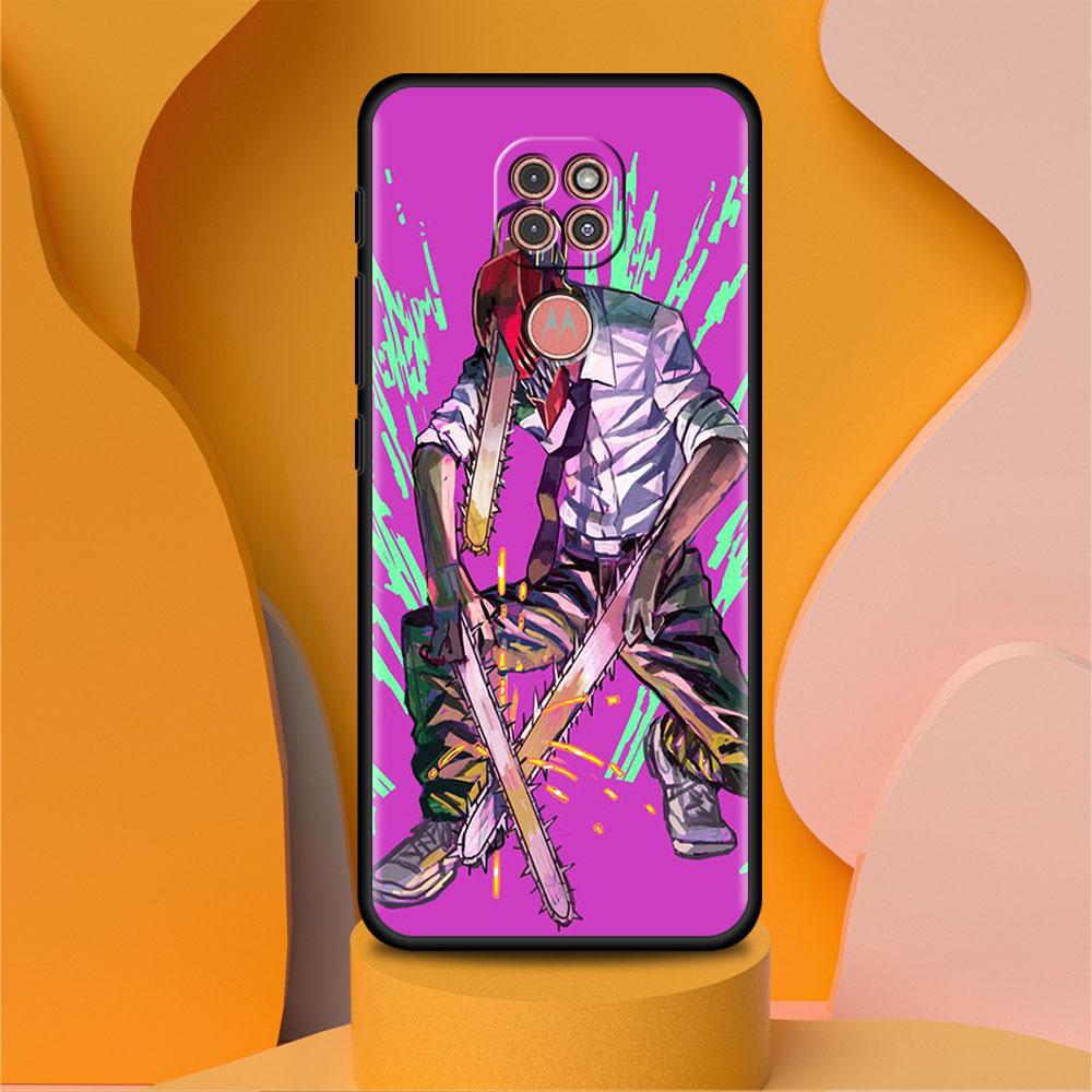 Black Luxury Case For Motorola G30 G60 G50 G22 G200 G9 G8 Play Power One Fusion Plus Edge 20 Fundas Cover Anime Chainsaw Man