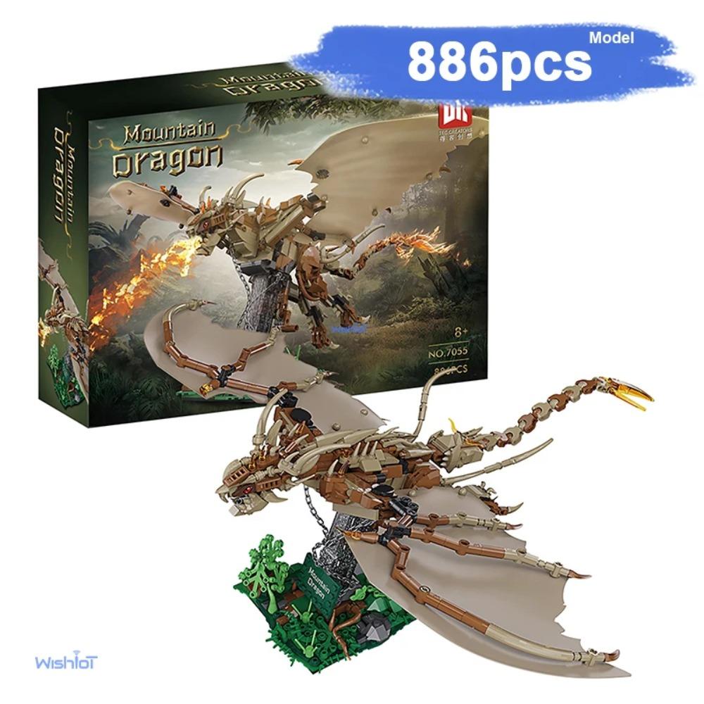 MOC Magic Animal Mountain Dragon 886PCS Building Blocks DIY Creative Magical Model Kit Toy Gift for Children