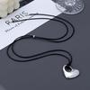 South Korea Dongdaemun New Silver Love Pendant Necklace High Sense Adjustable Black Rope Pull Sweater Chain Necklace