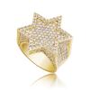 Hip Hop Zircon Ring Star Cuban Link Fashion Jewelry Men Women