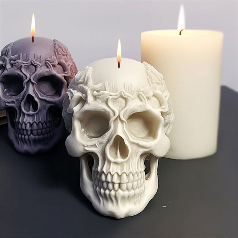 Skull Statue Candle Molds for DIY Candle Gypsum Ornaments Halloween Decorations