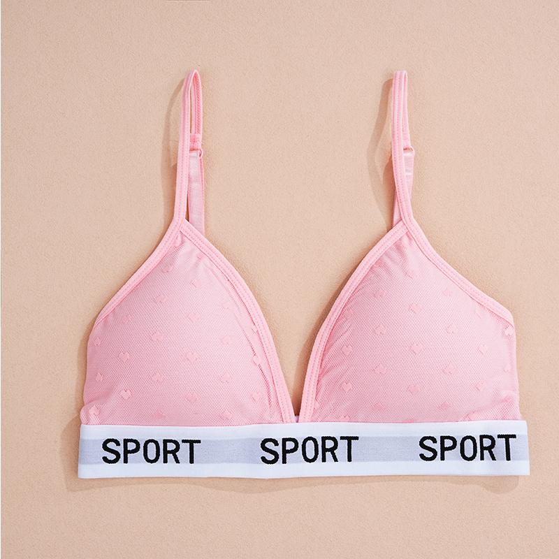 

Женское кружевное нижнее белье FINETOO, спортивные бюстгальтеры, сексуальный бюстгальтер для девочек, съемные вкладыши для груди, бюстгальтер с чашкой 3/4, бюстгальтер с треугольными чашечками и бретельками One Size&M розовый