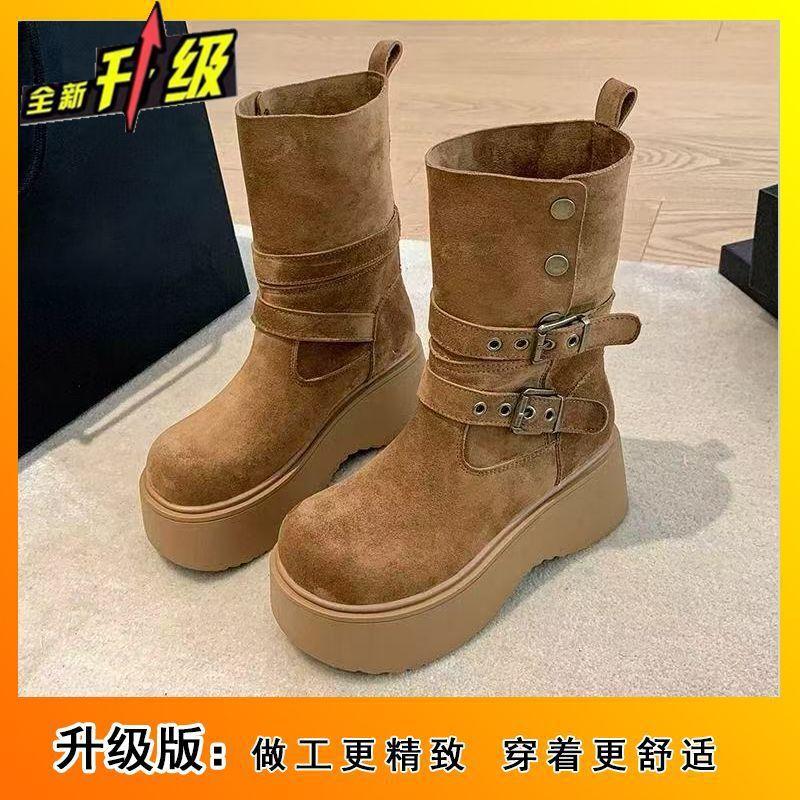 Premium Fleece Snow Boots Women's 2025 Autumn and Winter New Fashionable Versatile Comfortable Platform Women's Mid-boots