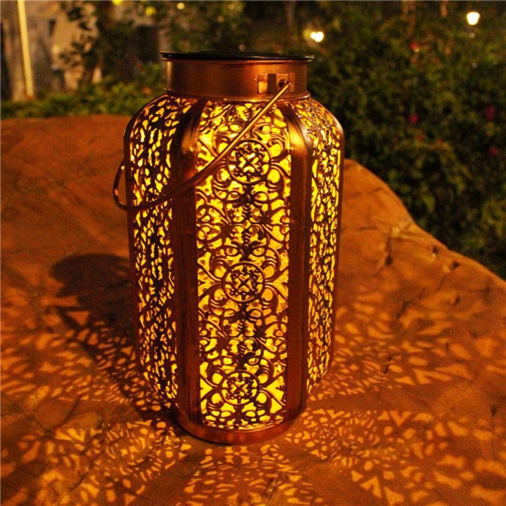 Retro Solar Hanging Lantern with Handle Atmosphere Lamp Garden  Landscape Led Solar Light  Outdoor